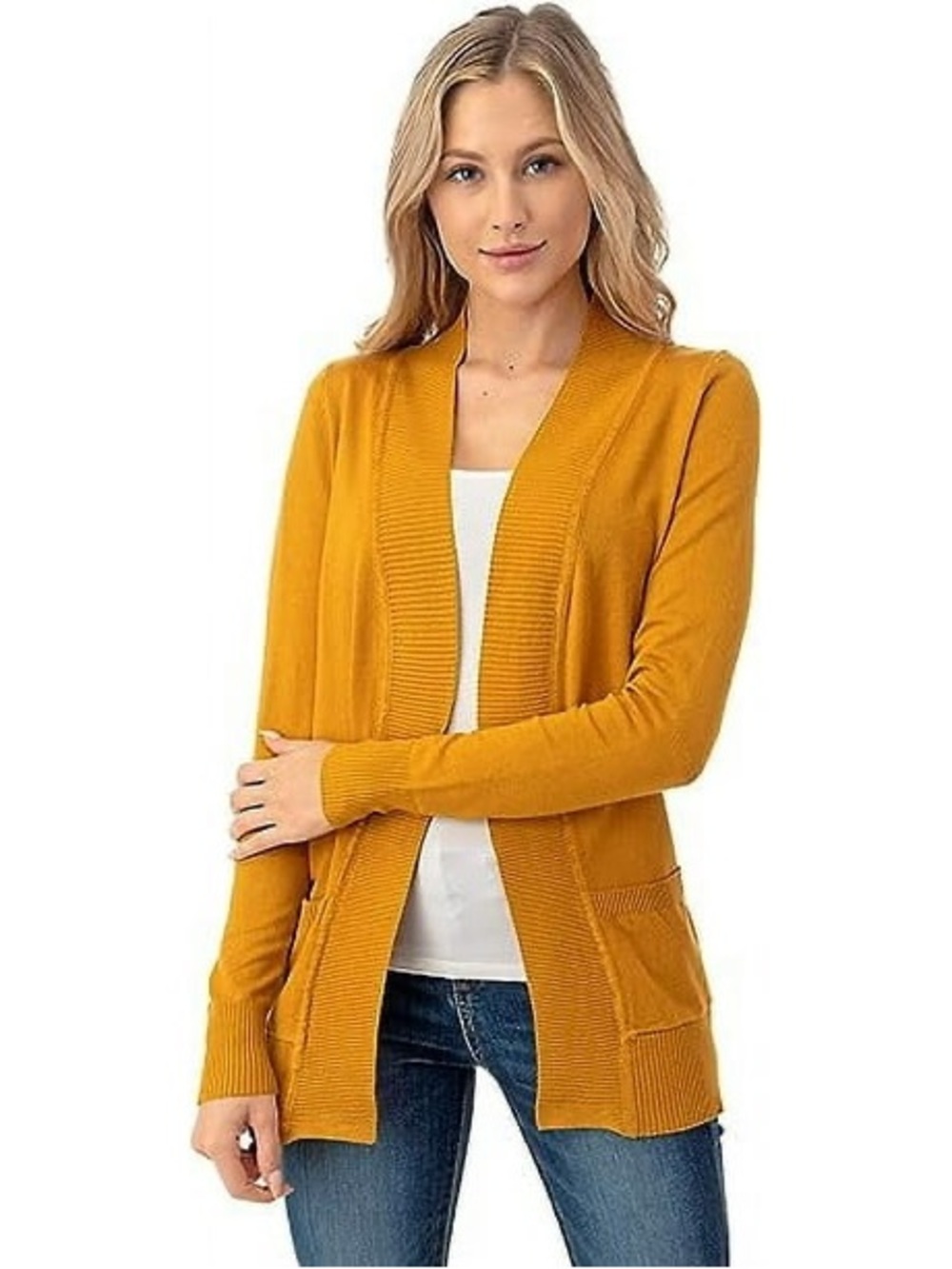 Cielo Open-Front Cardigan in Mustard